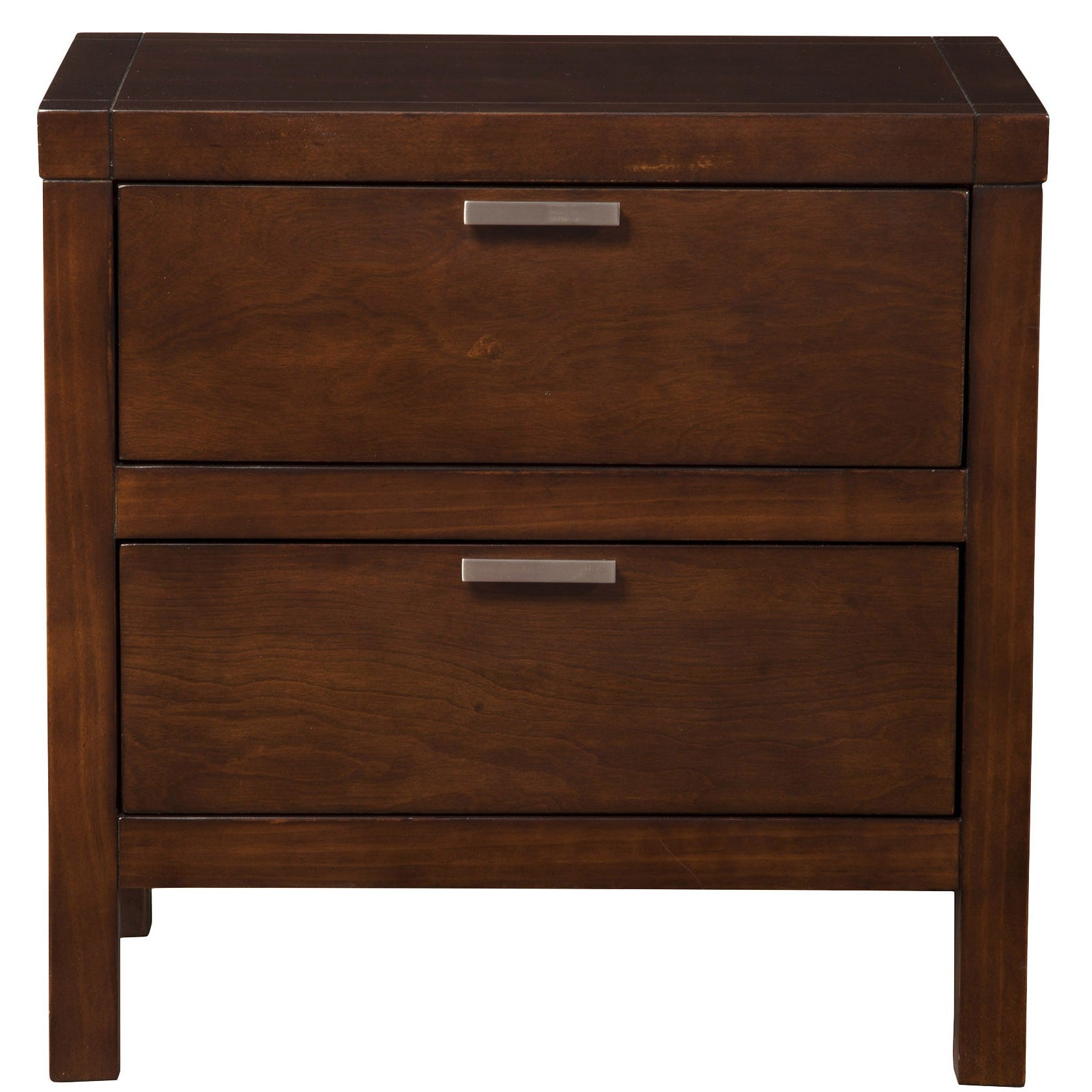 24" Brown Wood Two Drawer Nightstand
