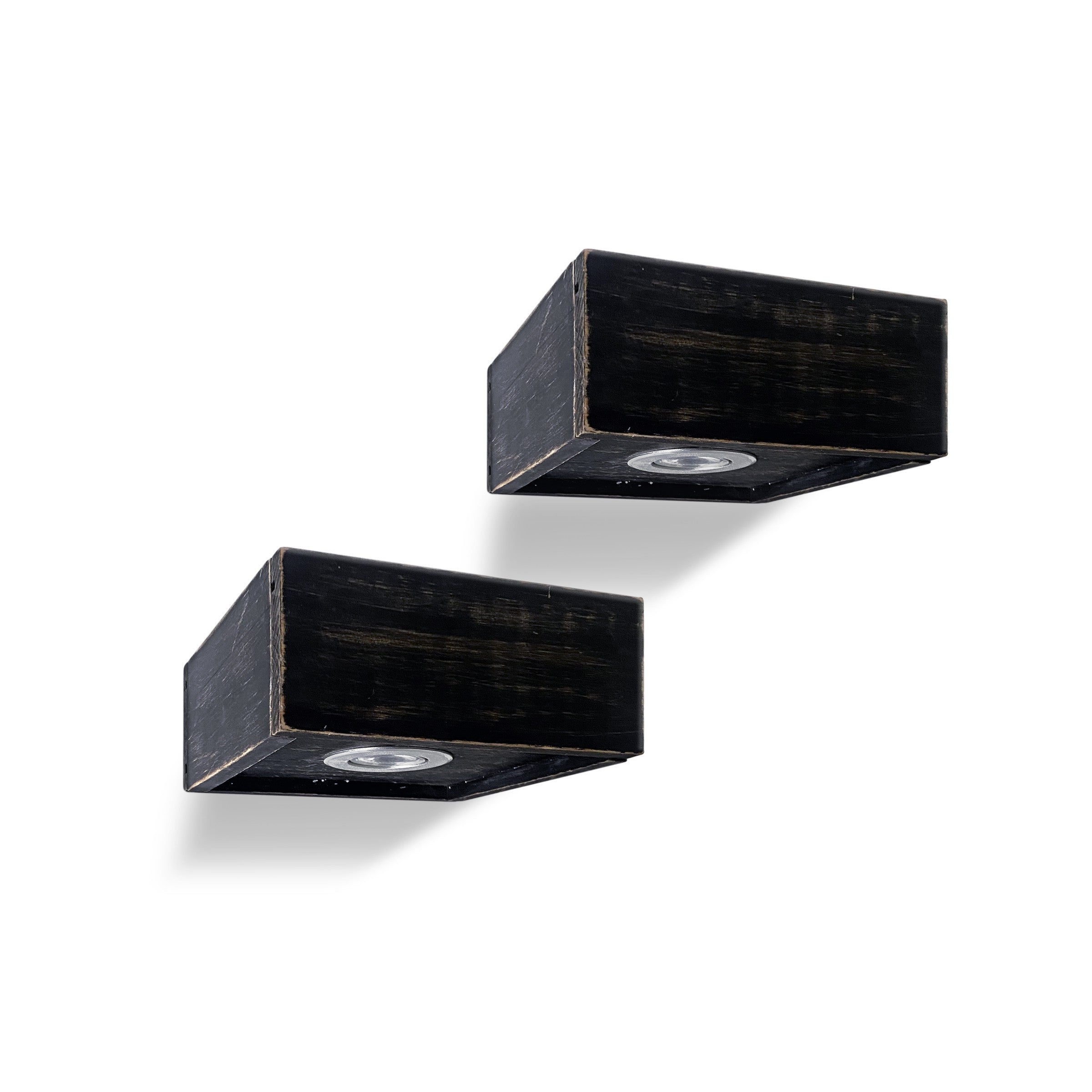 7" Black Wood Wall Mounted Floating Shelf With LED Light