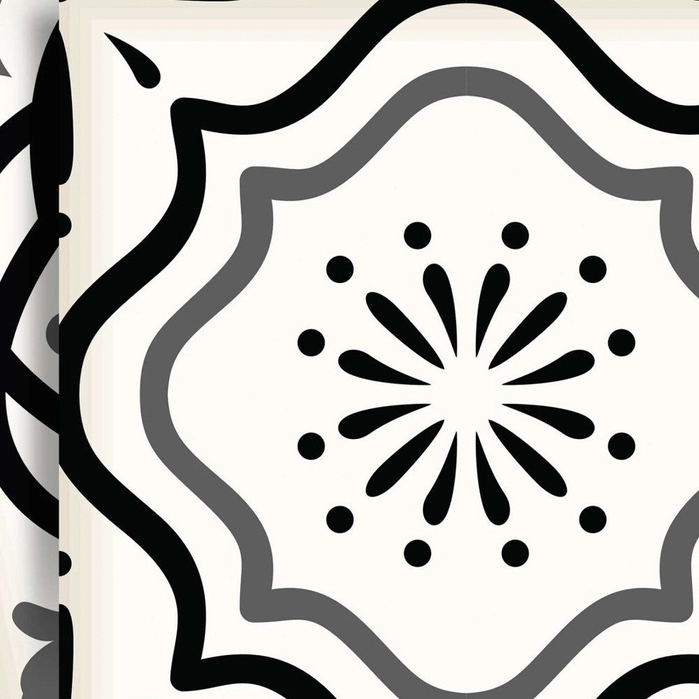 8" X 8" Black and White Multi Peel and Stick Removable Tiles