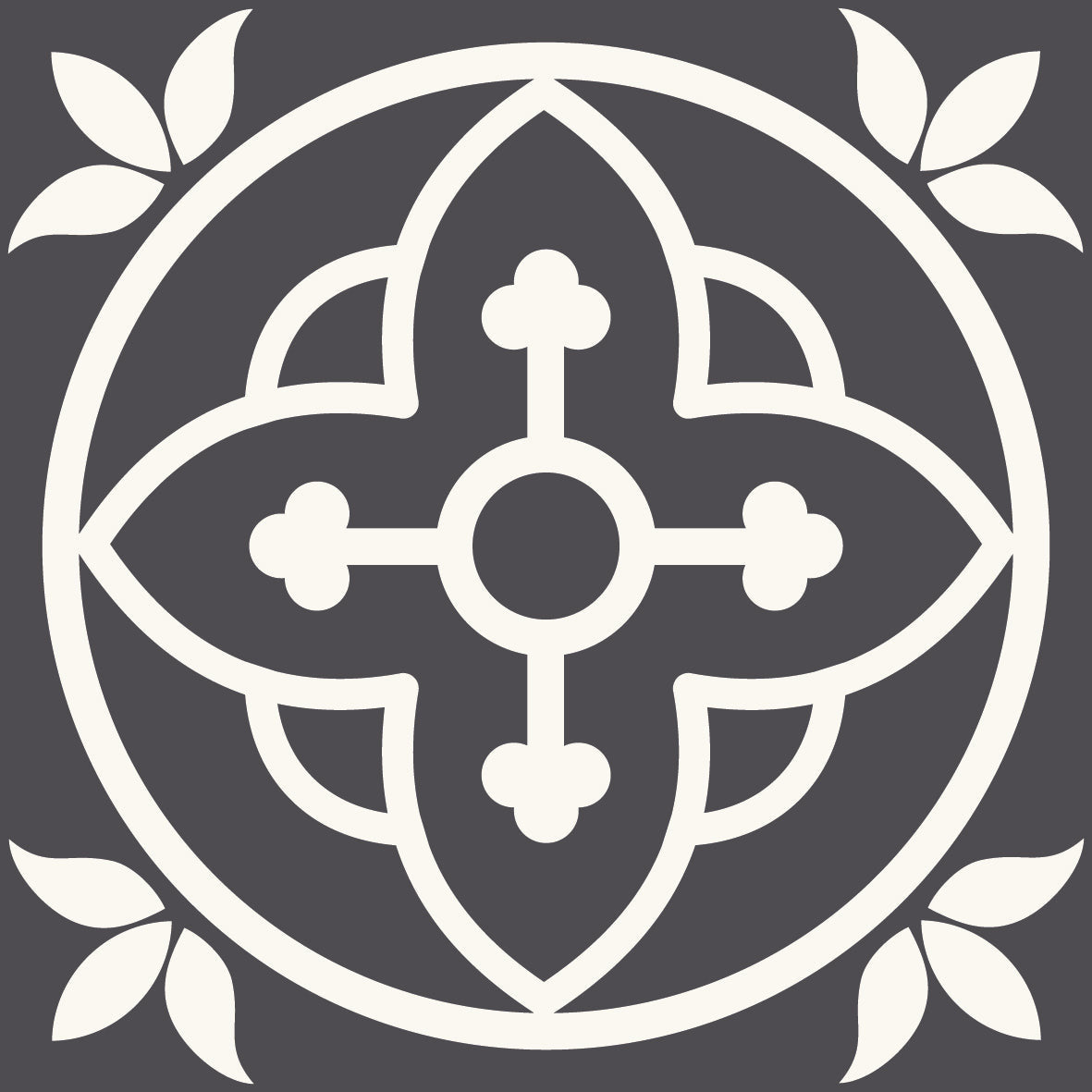 5" X 5" Tulipa Gray and White Peel and Stick Removable Tiles