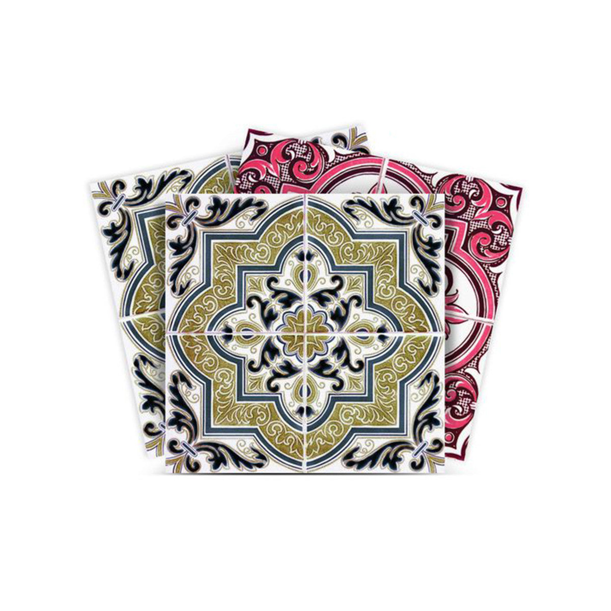 6" X 6" Vintage Cran and Green Peel and Stick Removable Tiles