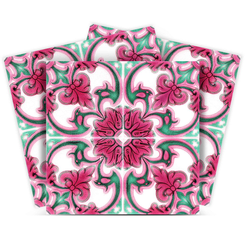 6" X 6" Rosa Pink Lea Removable Peel and Stick Tiles
