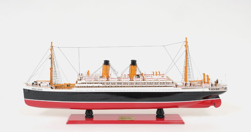13" Black and Red Solid Wood Hand Painted RMS Empress of IE Model Boat
