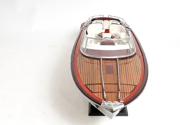 11" Black and White Solid Wood Hand Painted Riva Rivarama Luxury Yacht Exclusive Edition Model Boat