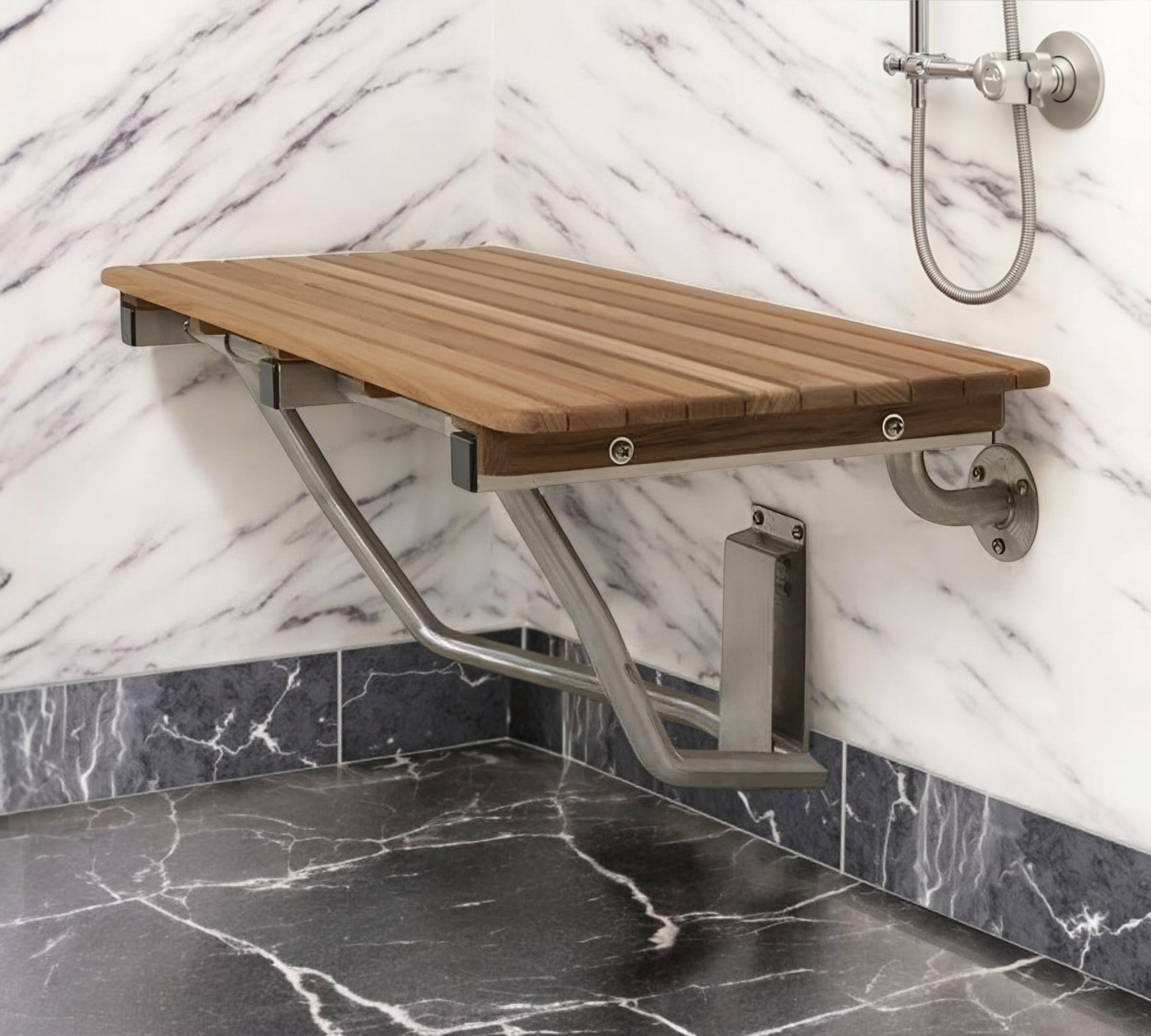 32" Premium Wall Mount Teak Shower Bench