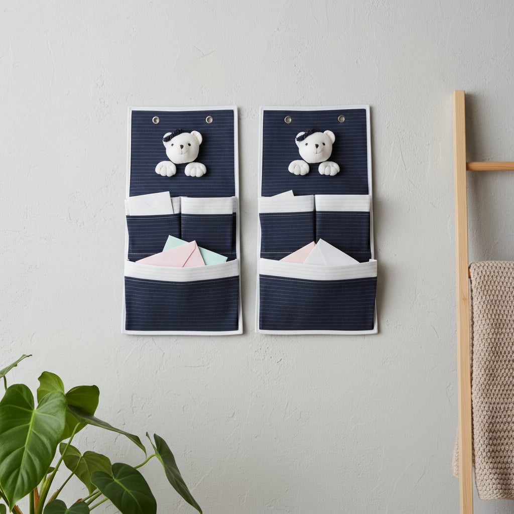 Set of Two Black And White Fabric Wall Hanger