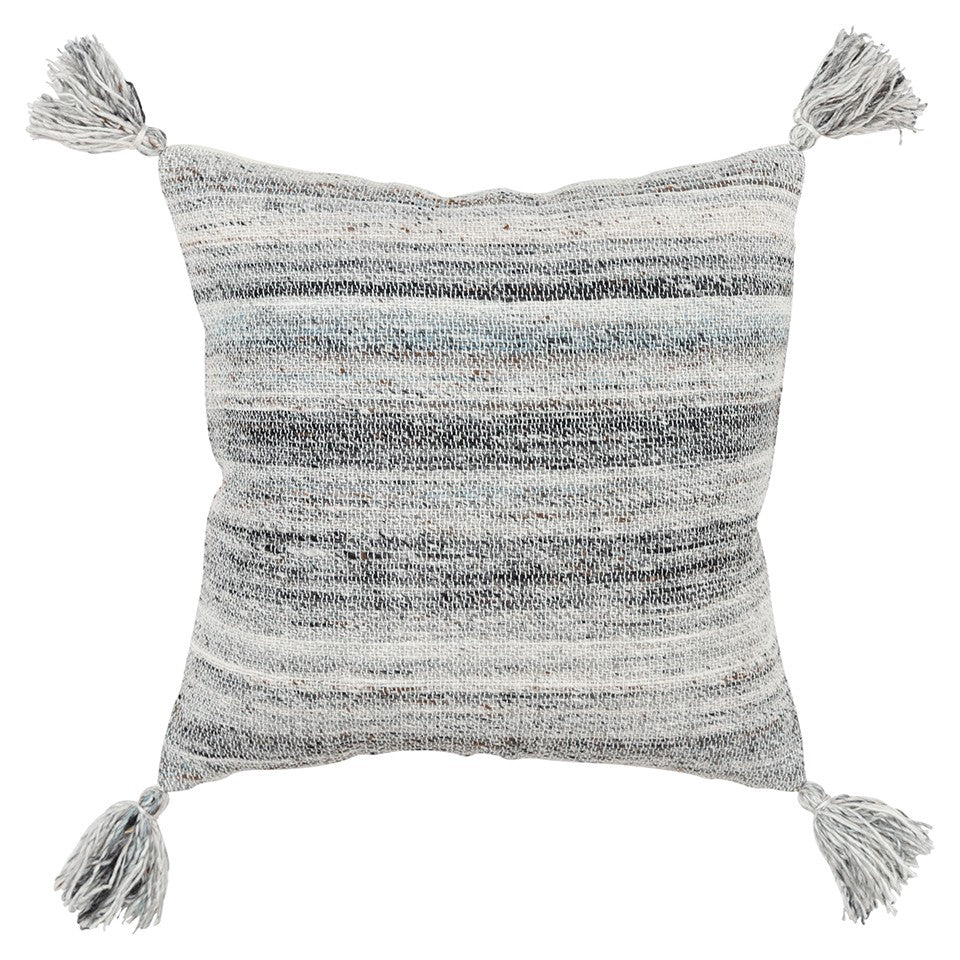 20" Gray Striped Indoor Outdoor Throw Pillow