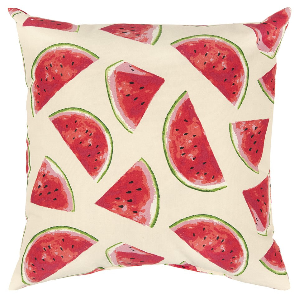 22" Natural And Red Watermelon Indoor Outdoor Throw Pillow