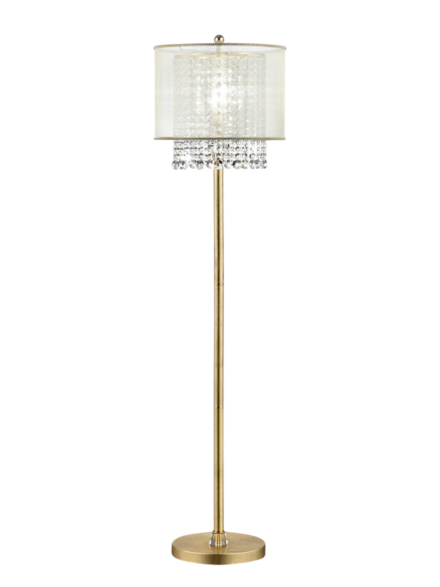 65" Gold And White Novelty Floor Lamp With White Fabric Drum Shade