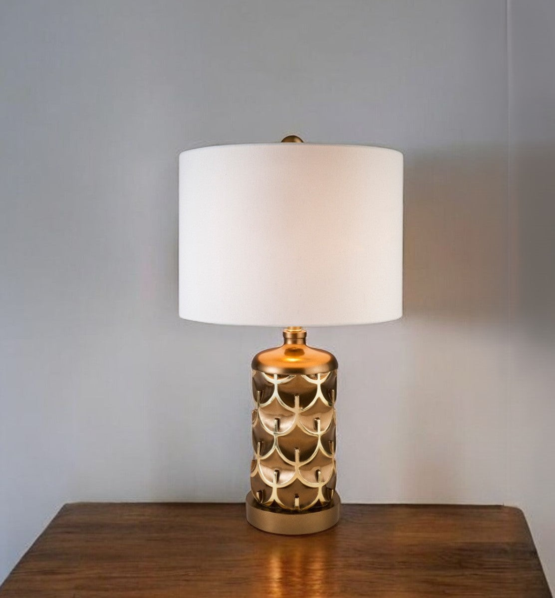 Magestic Brown and Gold Geo Table Lamp