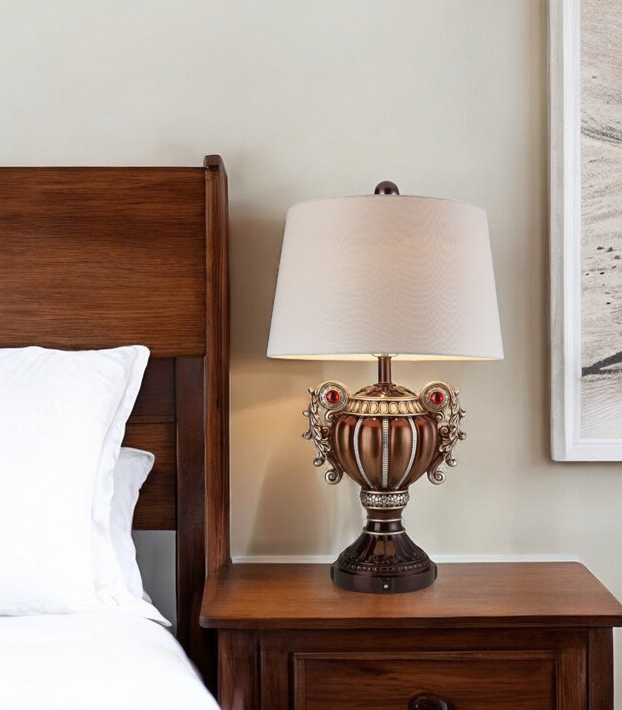 Tall Bronze Urn Shaped Table Lamp