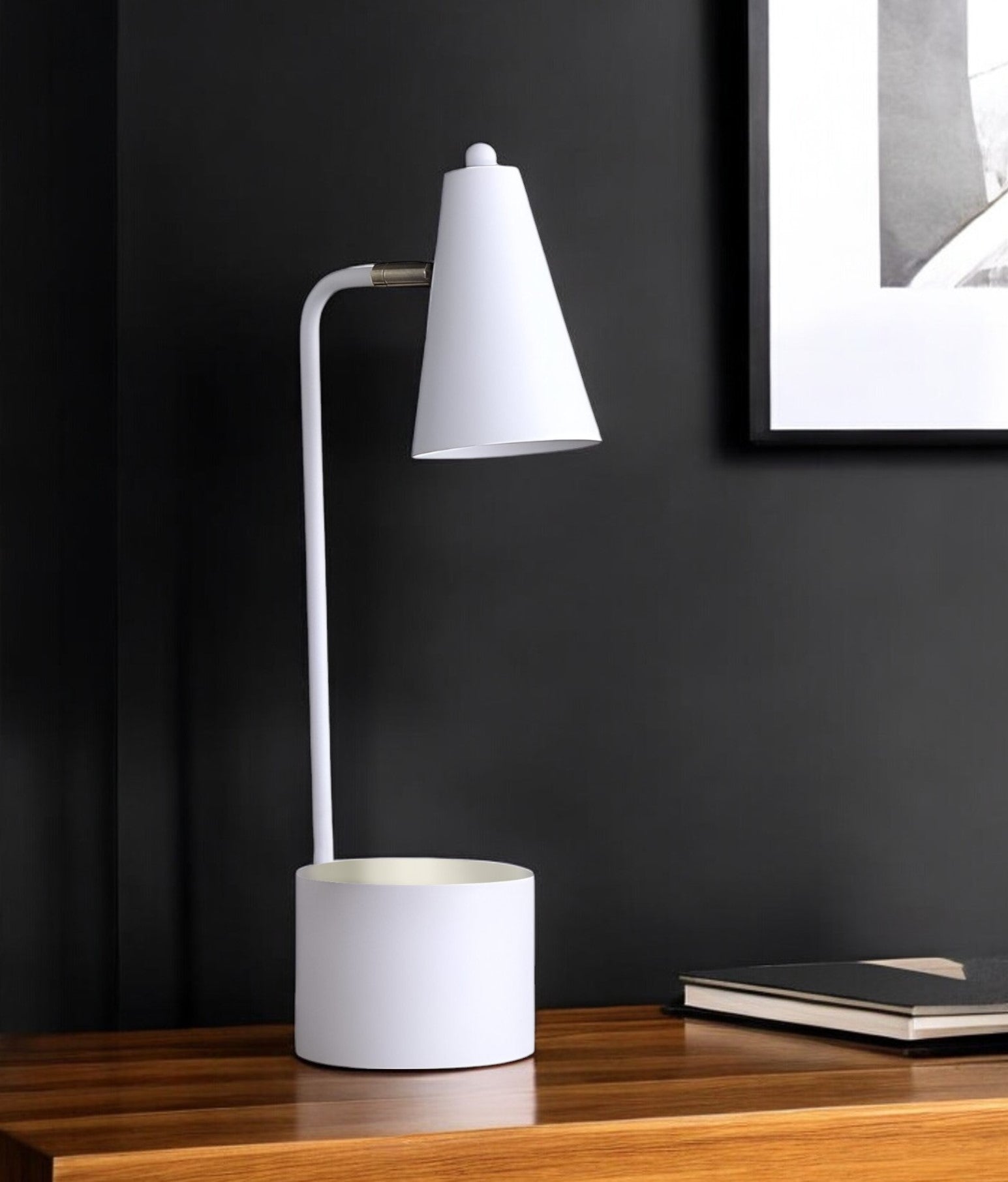 20" Compact White Student Metal Desk Lamp