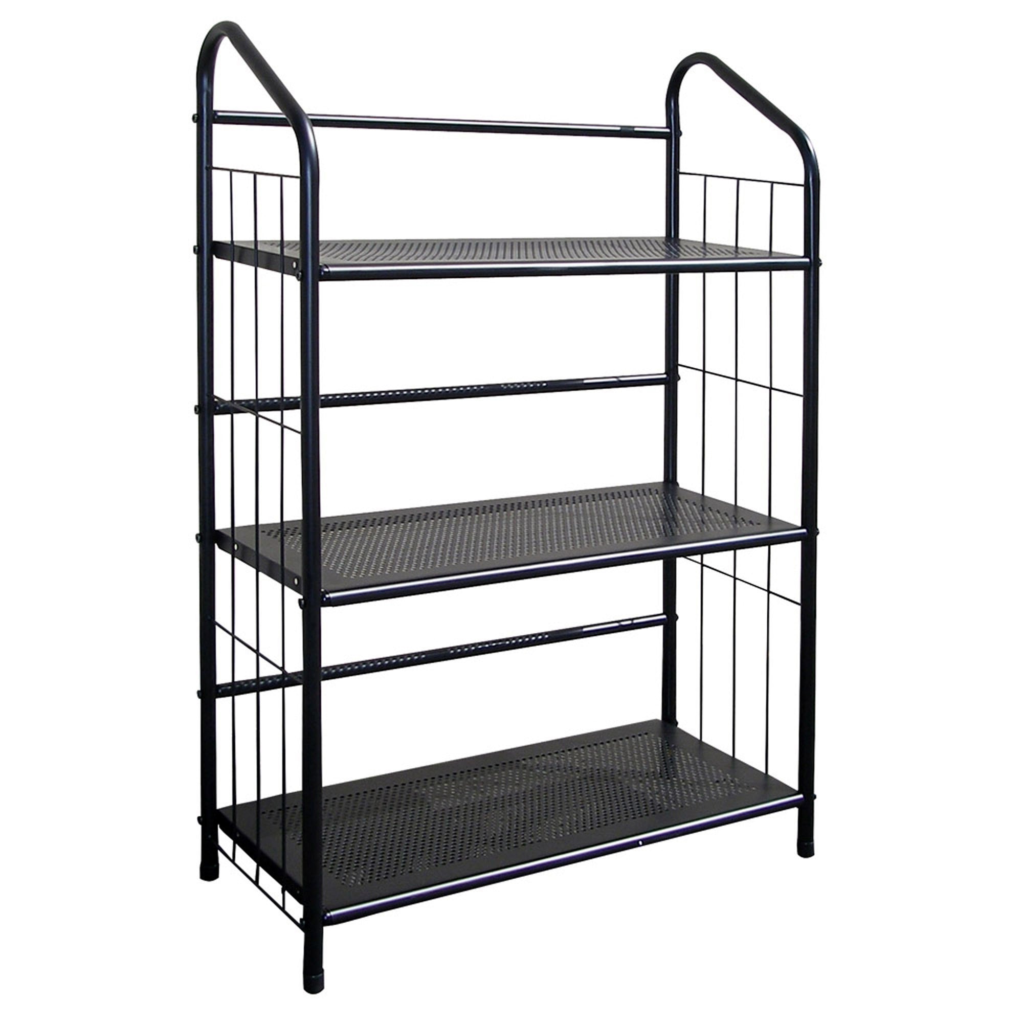 37" Black Metal Three Tier Bookcase