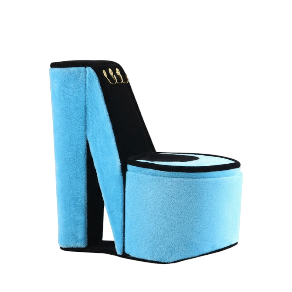 9" Turquoise Black And Gold Velvet High Heel Jewelry Box