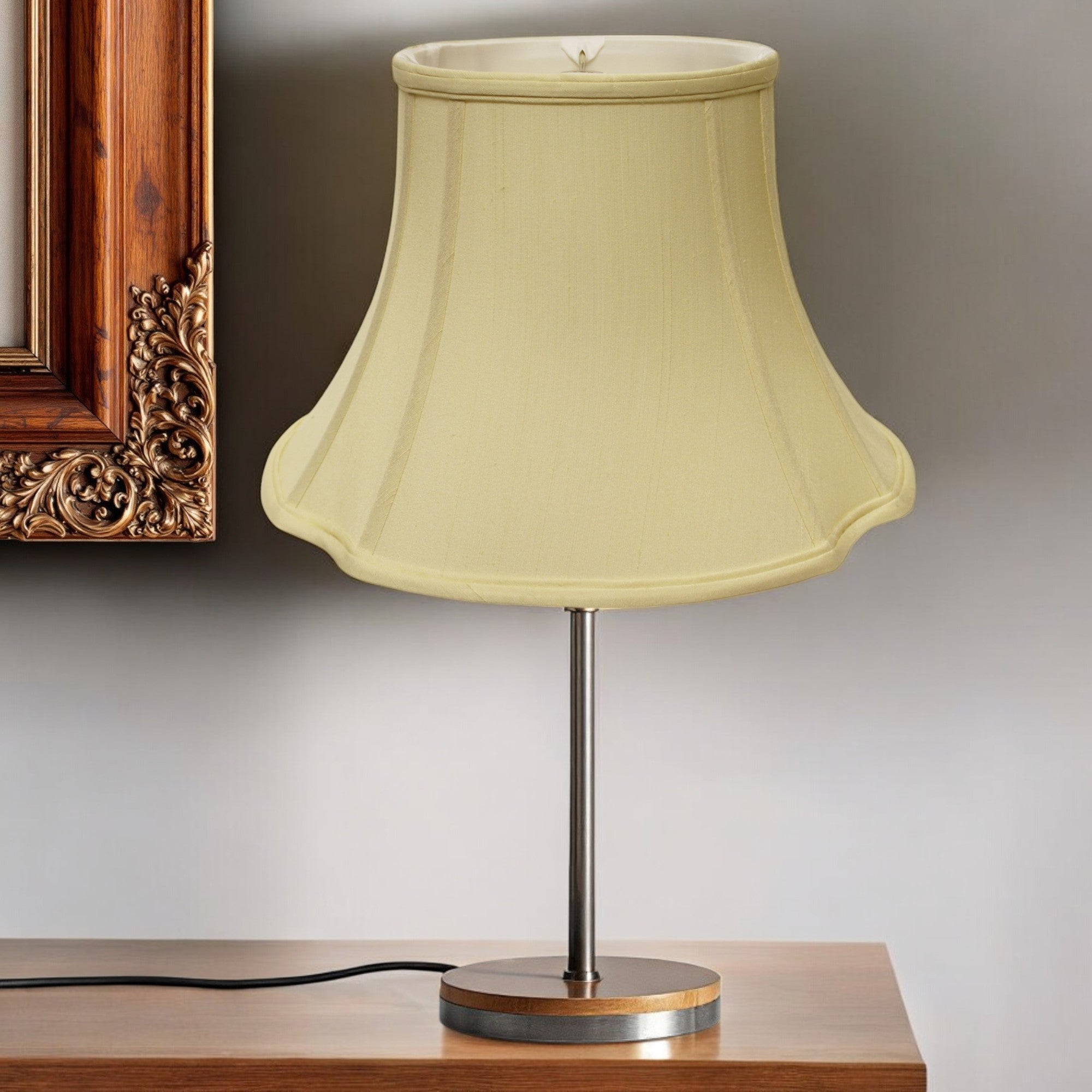 Antiqued White Monay Shantung Silk Oval Lamp Shade