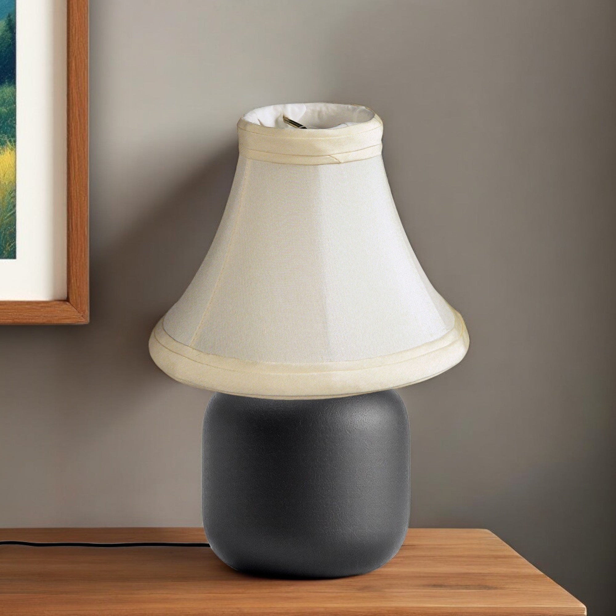 Slate Gray Shantung Silk Bell Lamp Shade