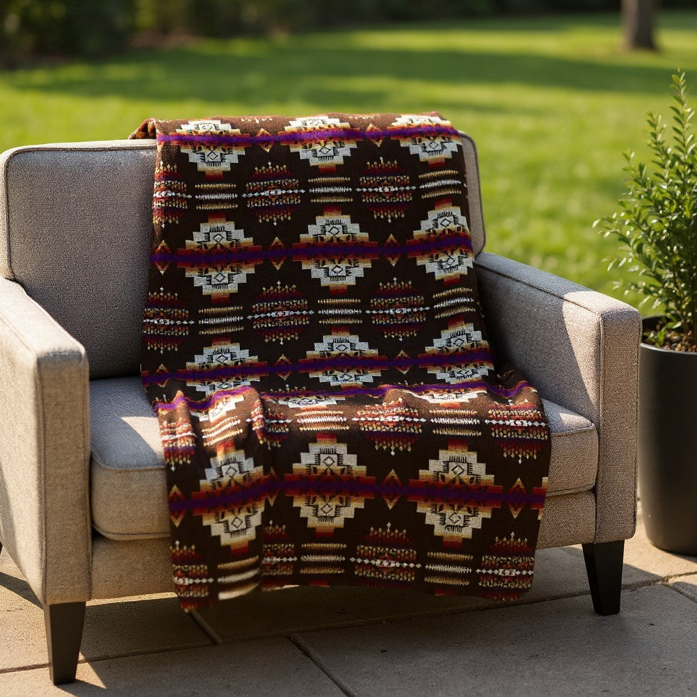 Brown Woven Acrylic Reversable Queen Blanket