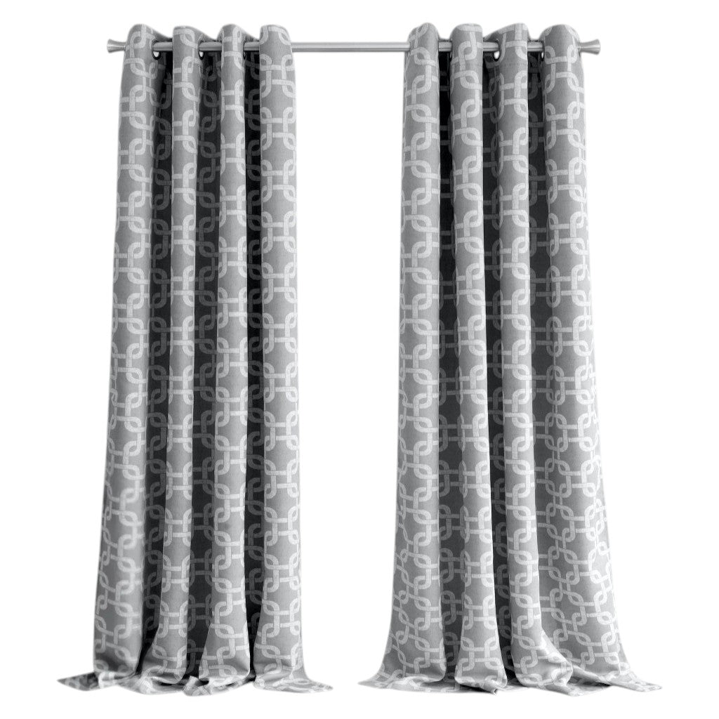 84” Silver Interlock Pattern Window Curtain Panel