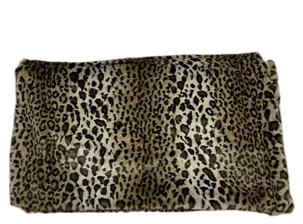 50" X 60" Black Brown And Beige Leopard Faux Fur Plush Throw Blanket