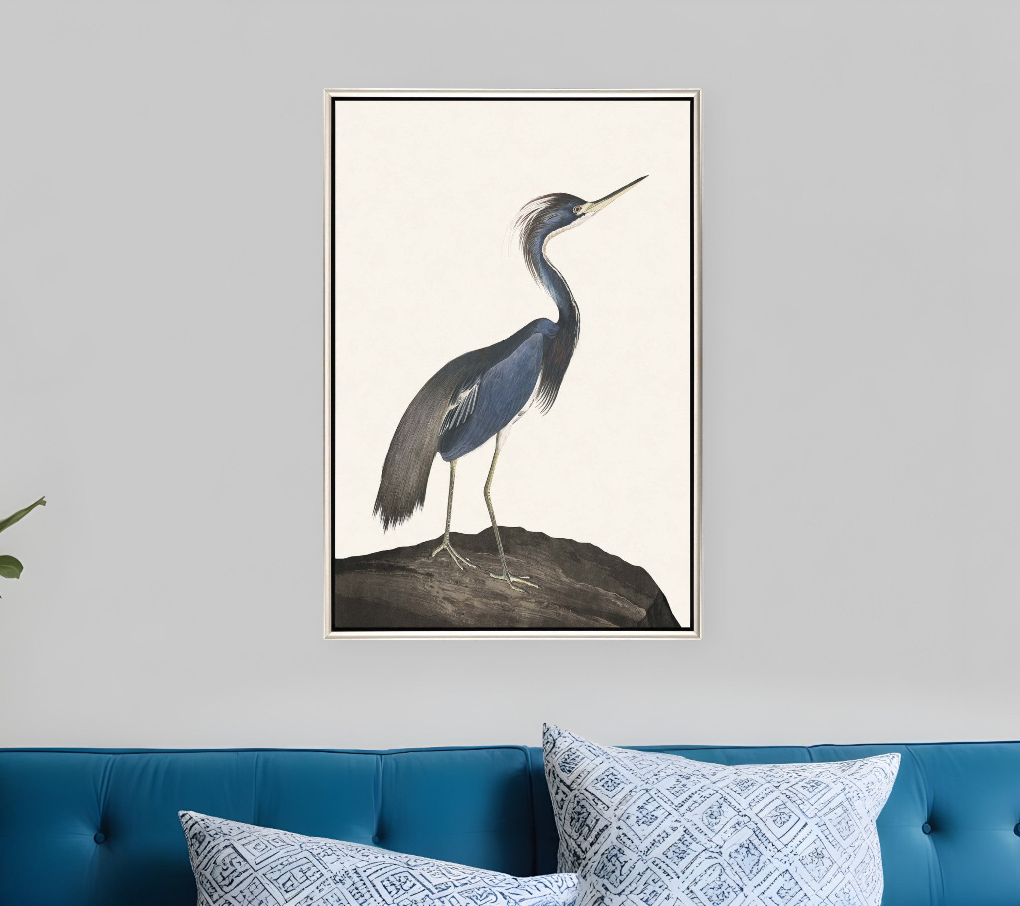 Great Heron I Canvas Silver Floater Frame Print Wall Art