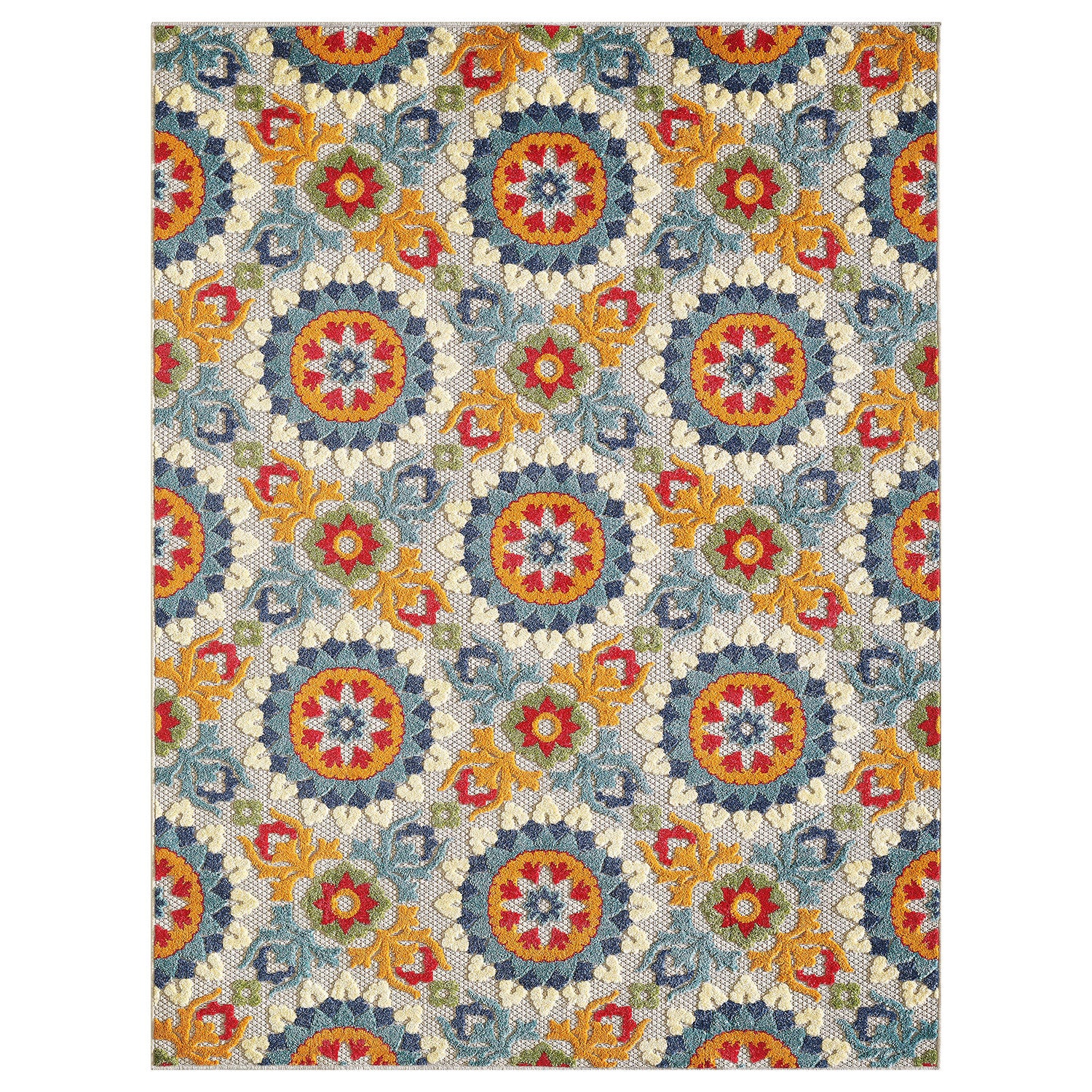 3' X 5' Orange And Ivory Moroccan Stain Resistant Indoor Outdoor Area Rug