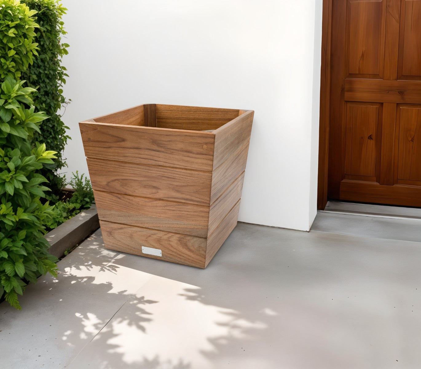 12" Brown Wood Indoor Outdoor Square Planter Box