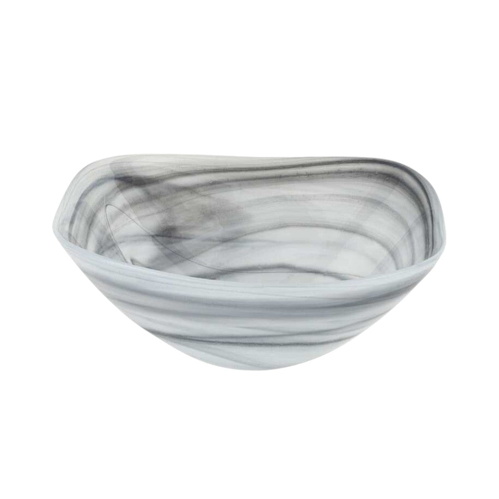 10" Gray And White Alabaster Glass Square Salad Bowl