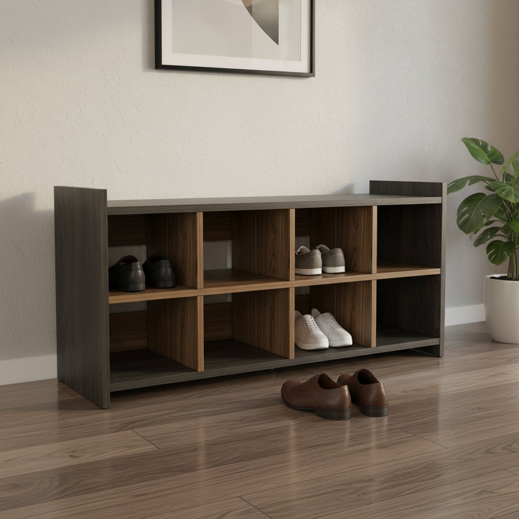 Dark Brown Ten Pair WoodShoe Rack