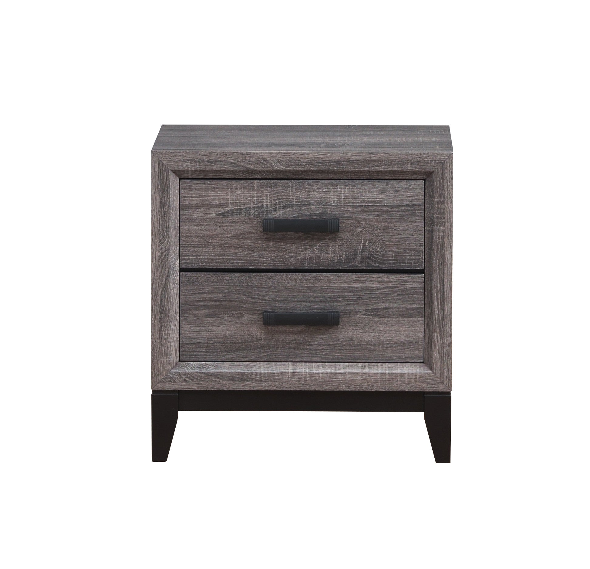25" Gray Wood Two Drawer Nightstand