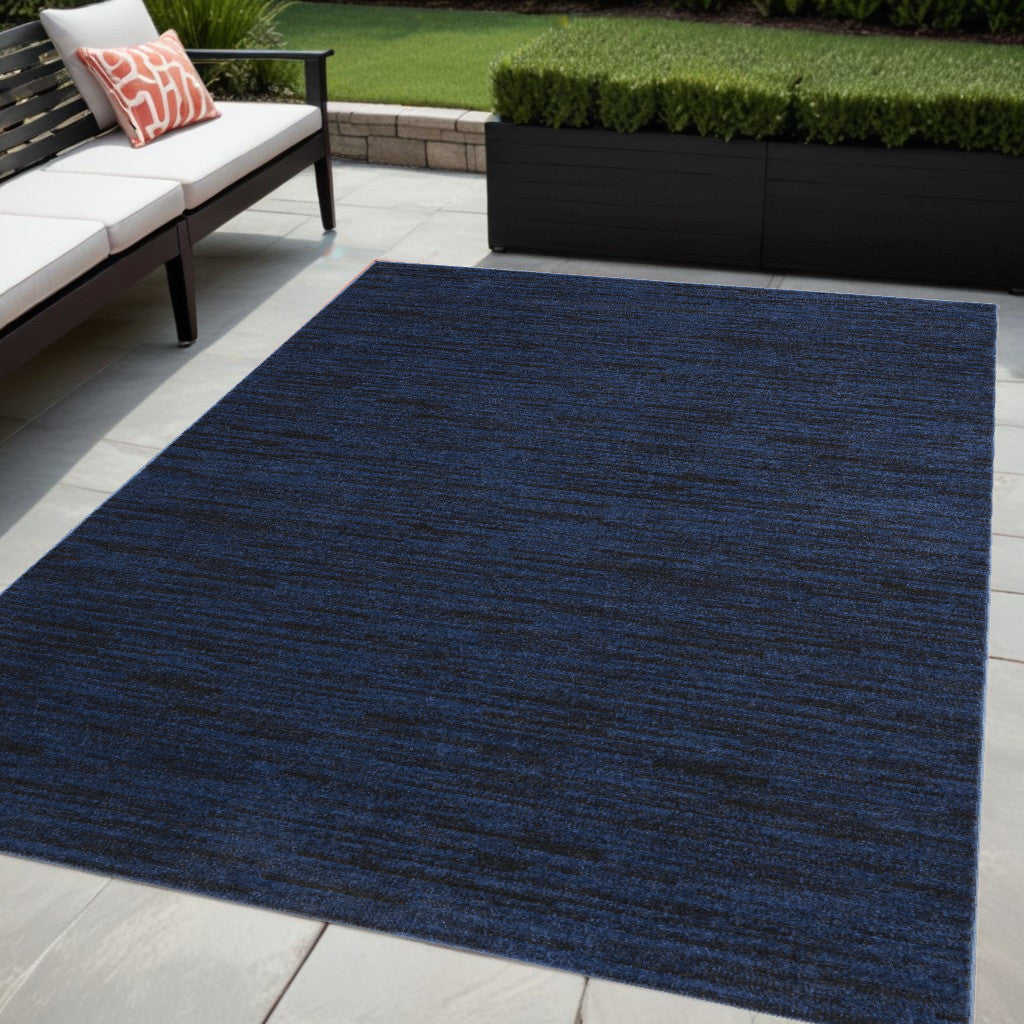 5' X 7' Midnight Blue Stain Resistant Indoor Outdoor Area Rug