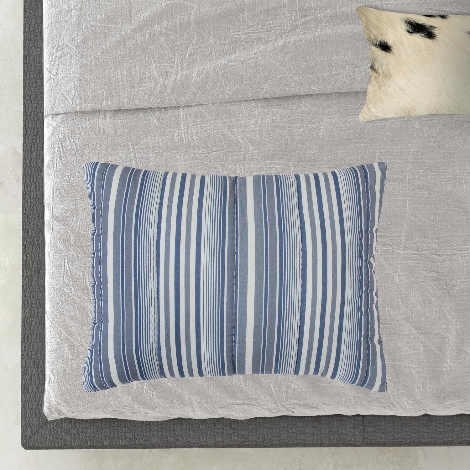 Blue And White Striped Queen Quilt
