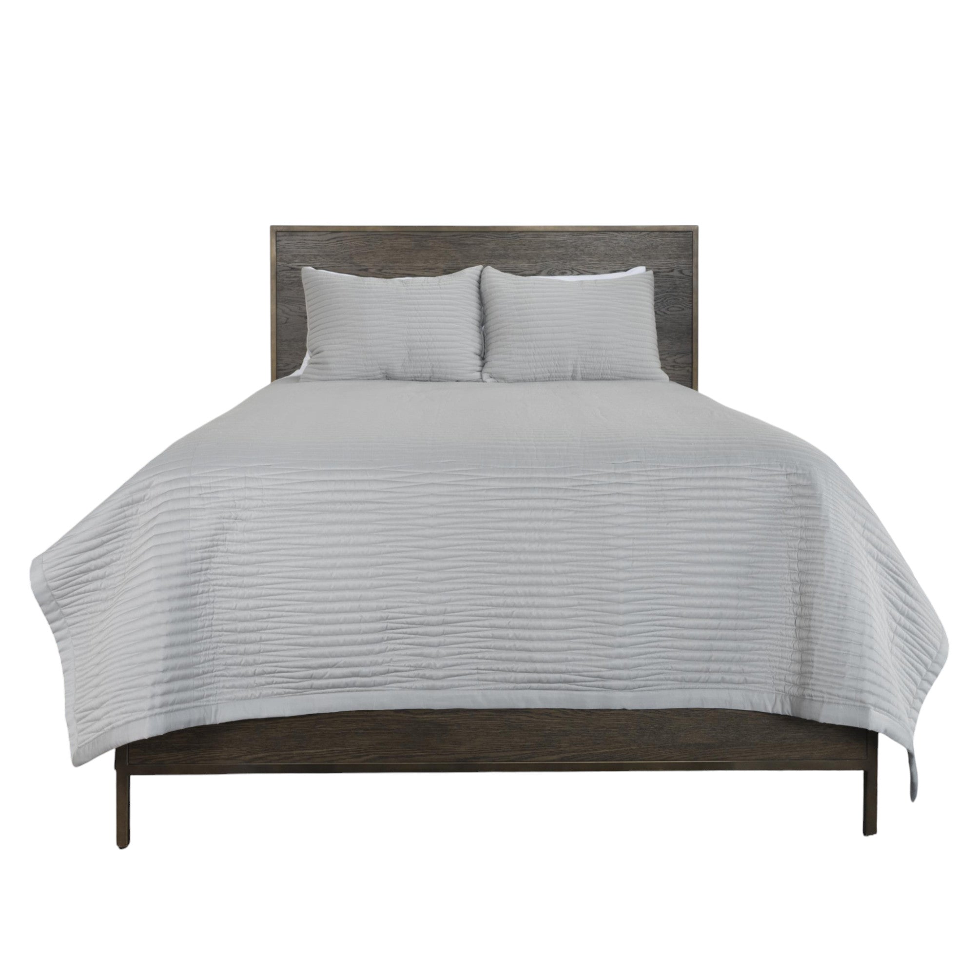 Set of Three Gray Geometric King Quilt