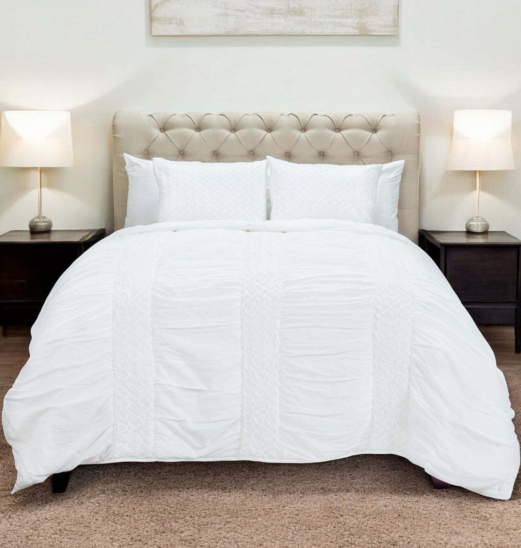 White Geometric Twin Quilt