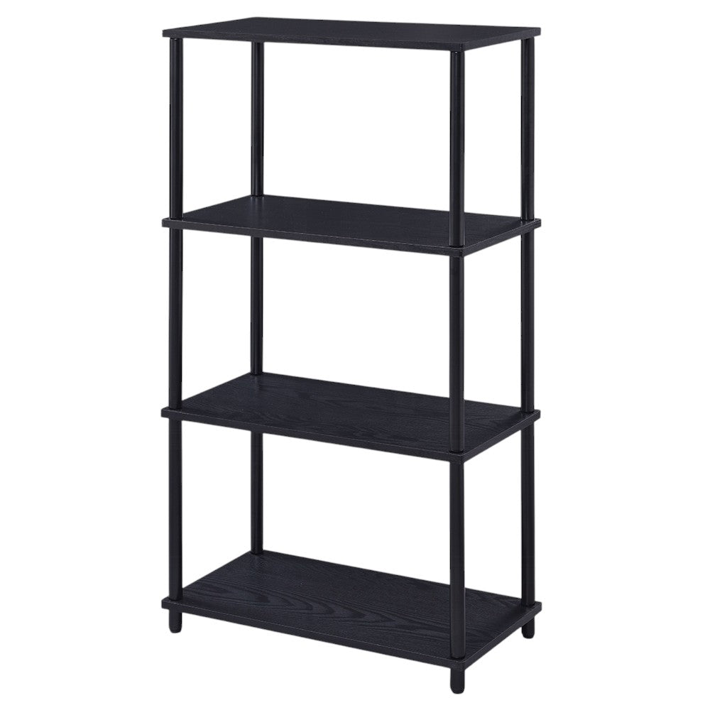 44" Black Metal and Wood Four Tier Etagere Bookcase