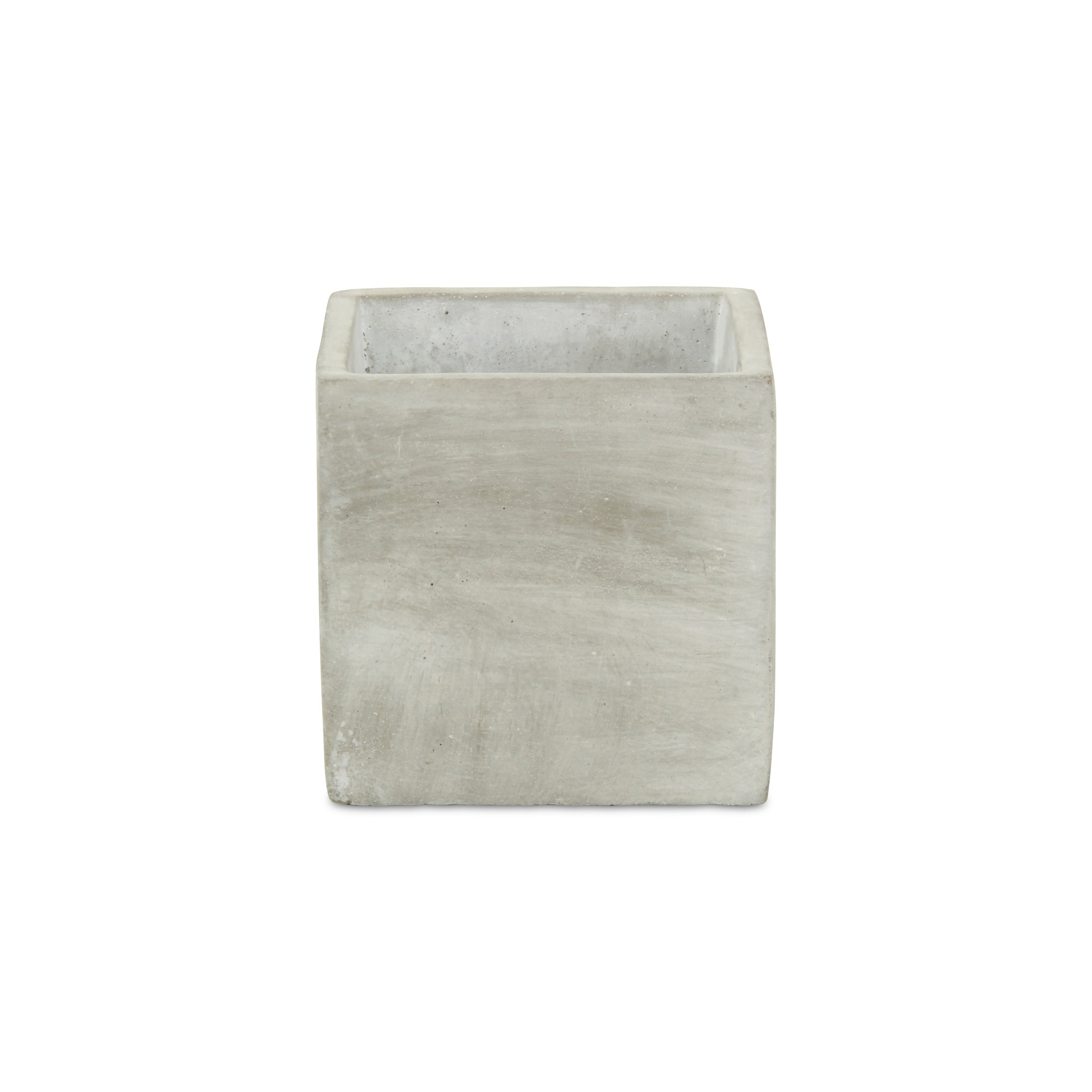 Gray And Off White Cement 39 Ounce Square Distressed Pot Planter