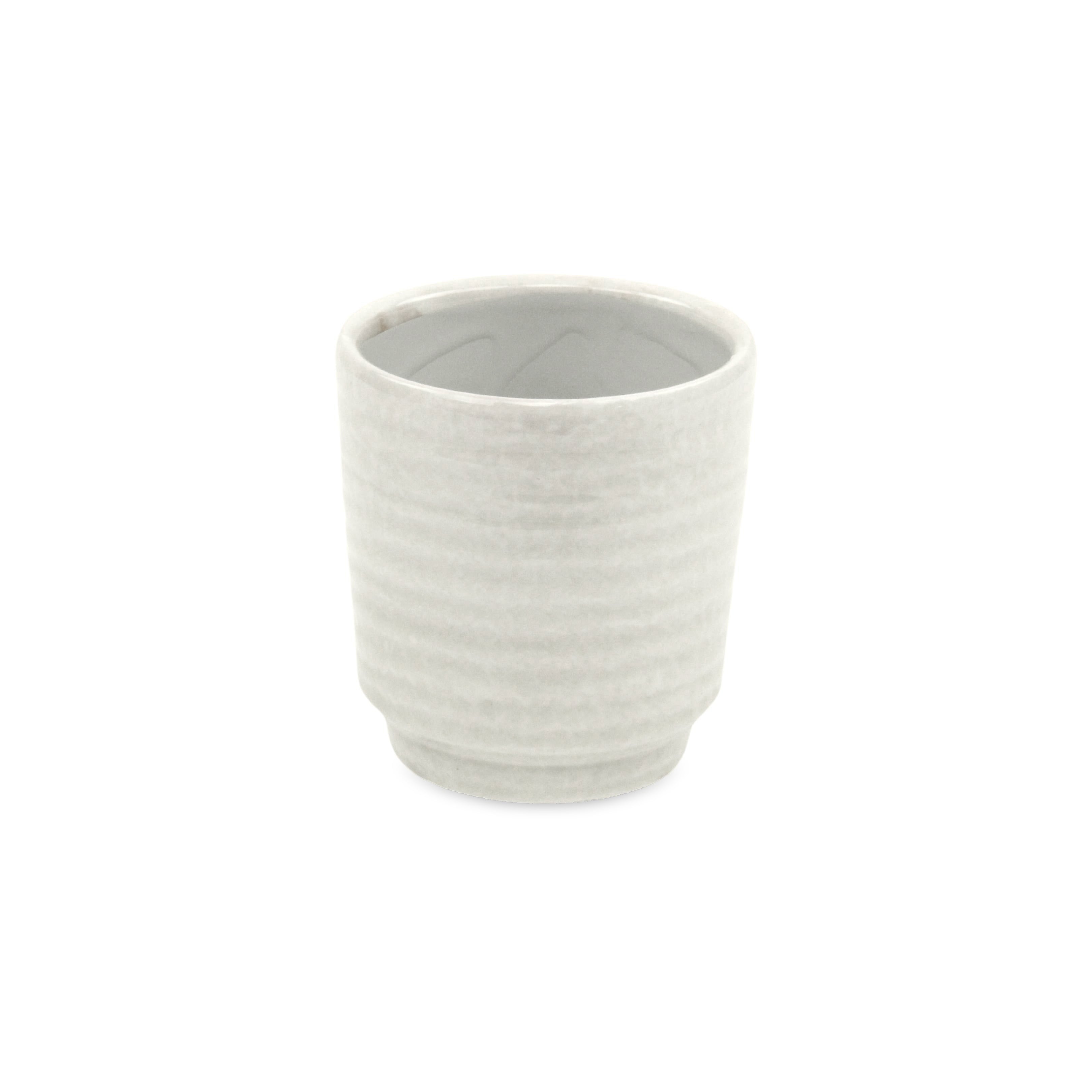 White Ceramic 15 Ounce Round Distressed Pot Planter