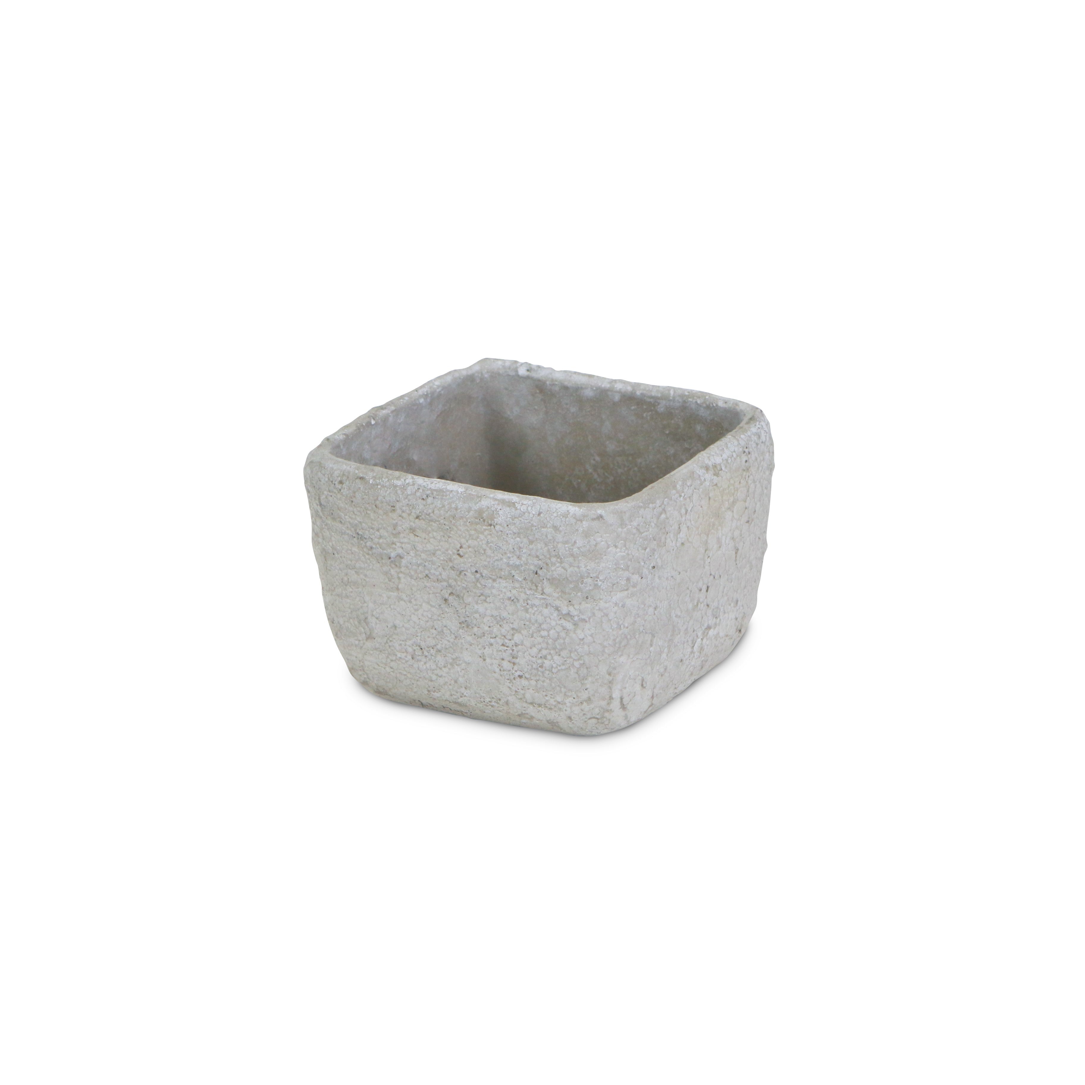 Gray Cement 6 Ounce Crackle Square Distressed Pot Planter