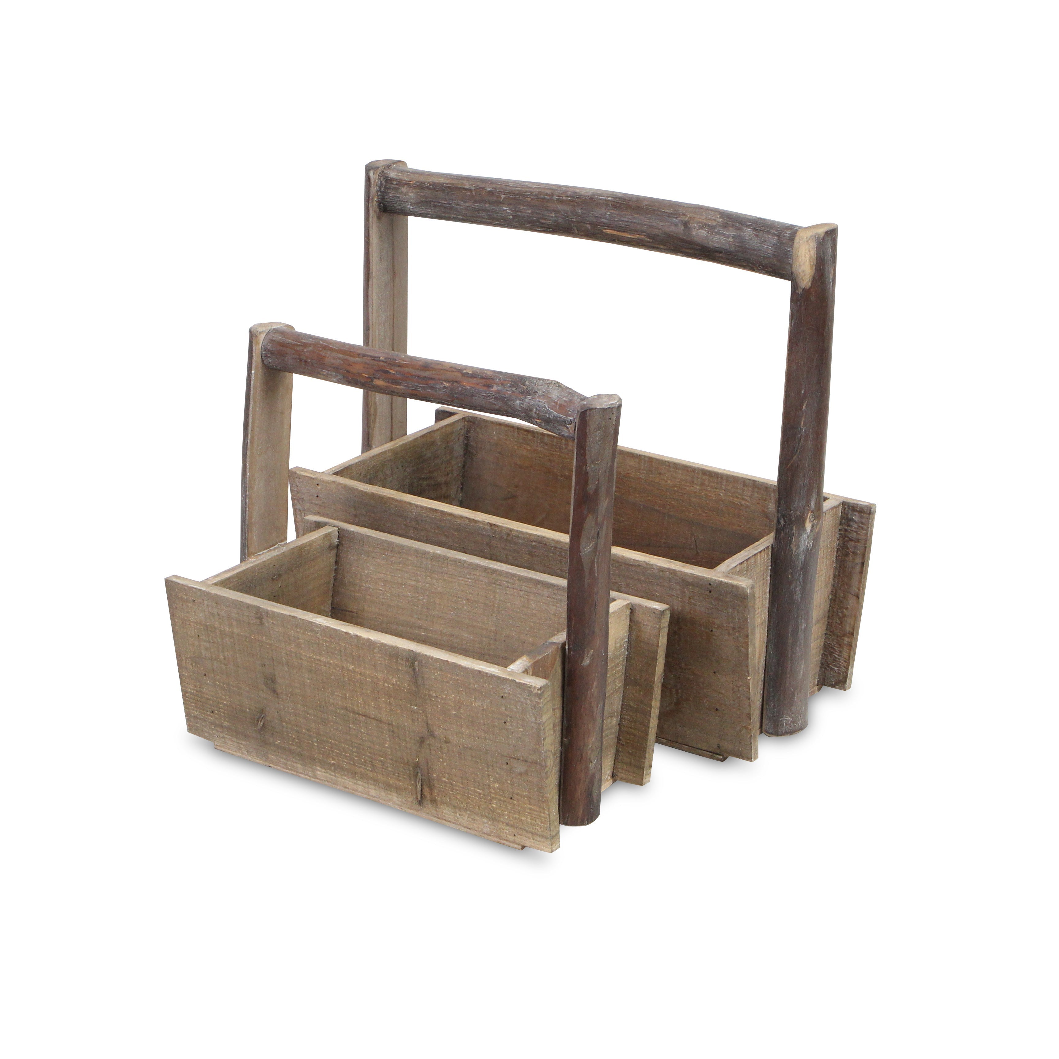 Set of Two Natural Solid Wood Cube or Bin