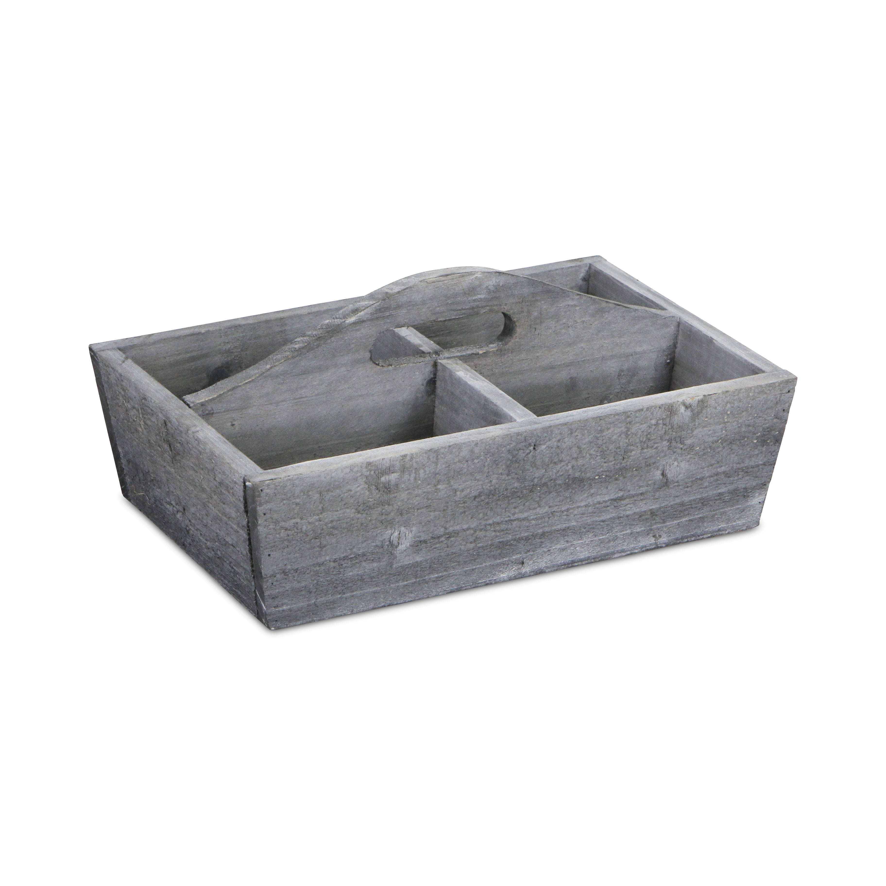 14" Gray Solid Wood Box