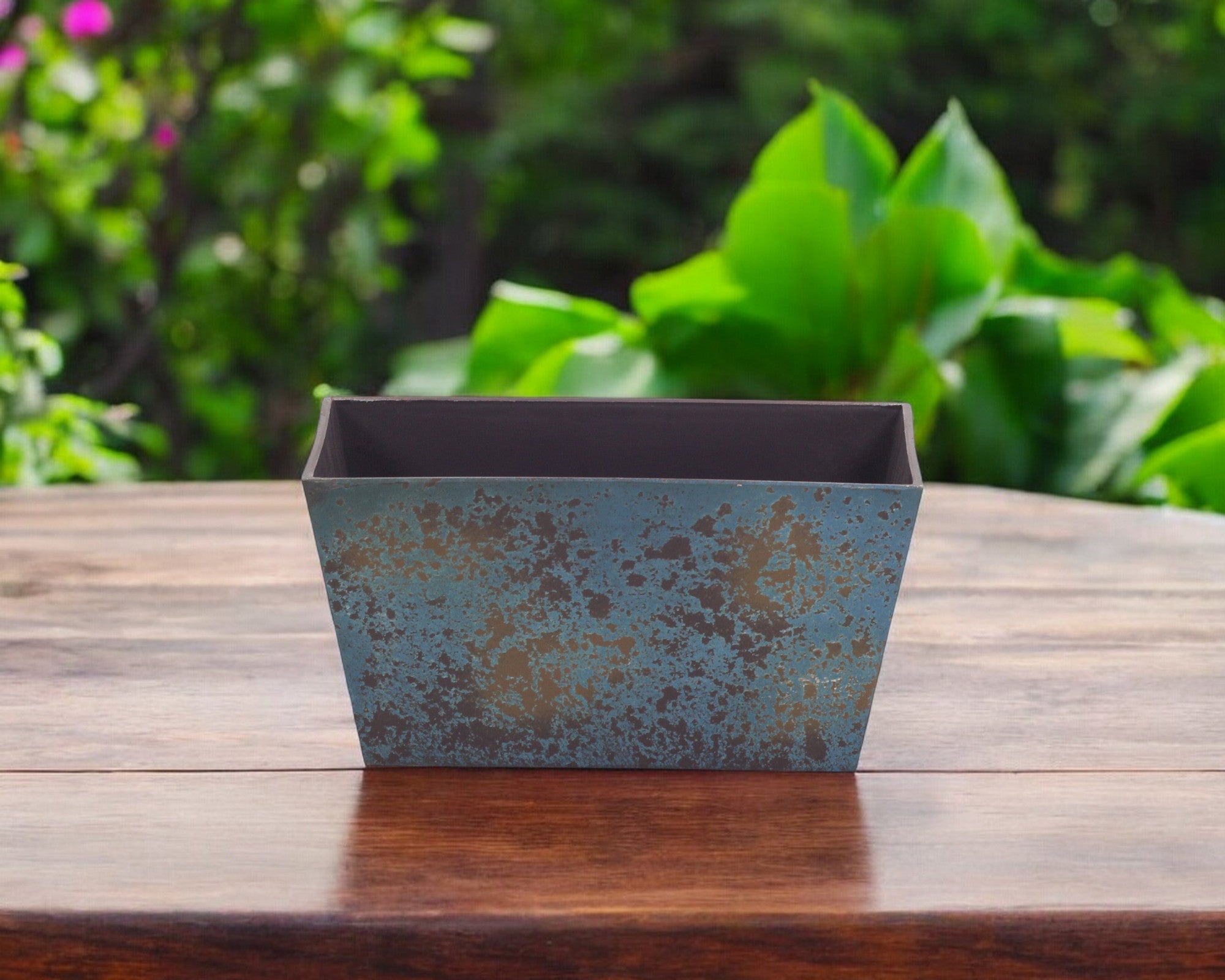 8" Blue Recycled Plastic Indoor Outdoor Rectangular Planter Box