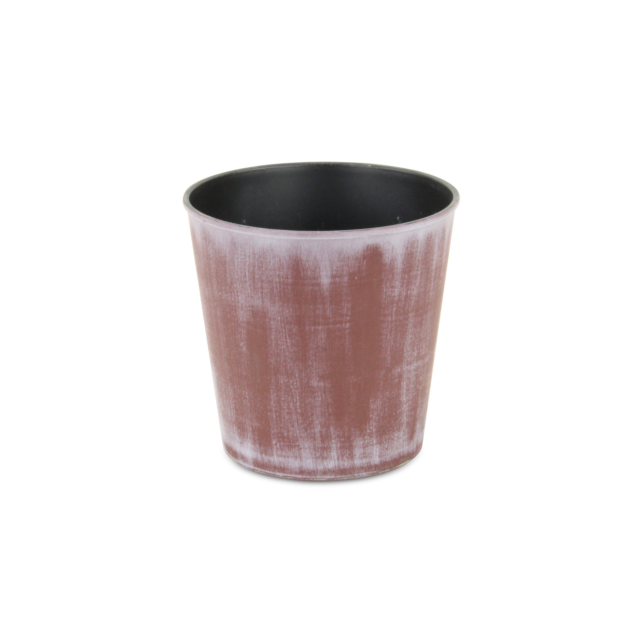 5" Brown and Off White Textural Tone On Tone Recycled Plastic Indoor Outdoor Round Pot Planter
