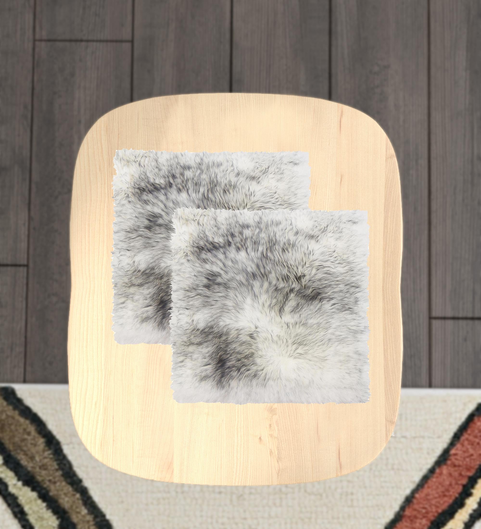 Set Of Two 17" X 17" Gradient Grey Wool Chair Pads