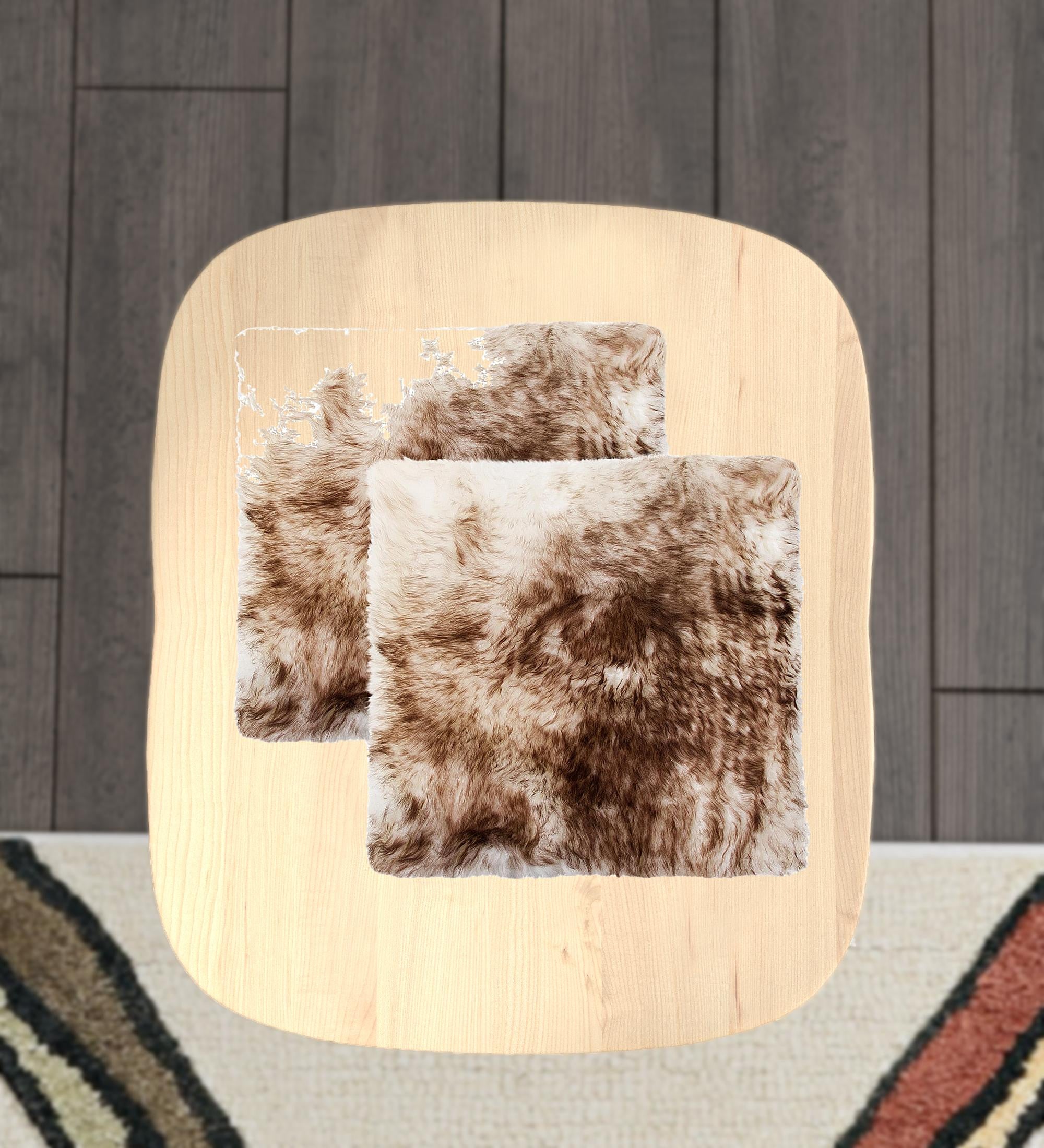 Set Of Two 17" X 17" Gradient Chocolate Wool Chair Pads