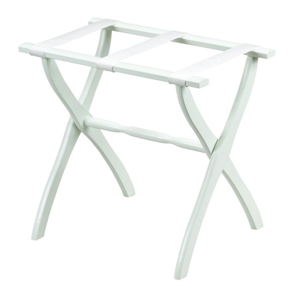White Folding Luggage Rack With White Straps