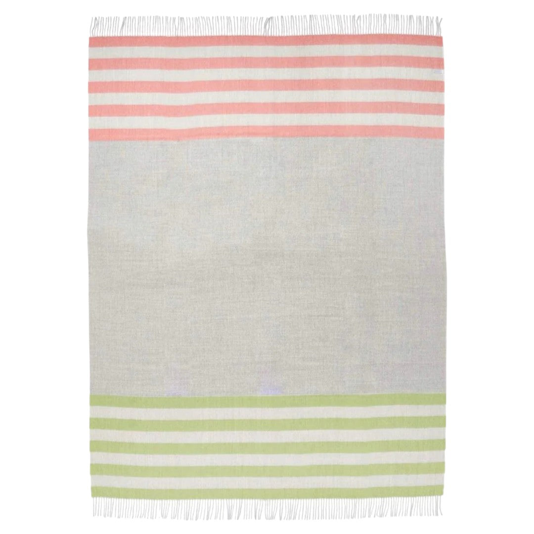 Gray Woven Wool Striped Reversable Throw