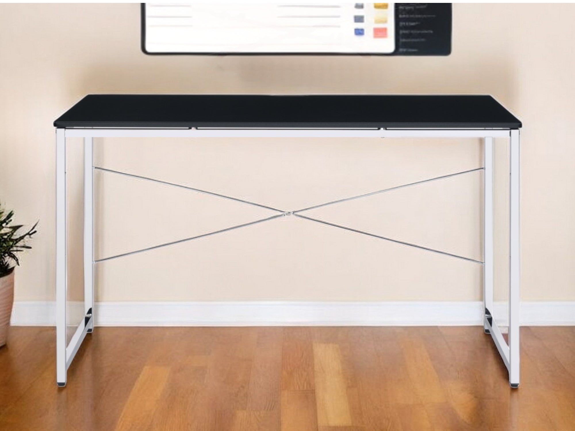 47" Black and Silver Writing Desk