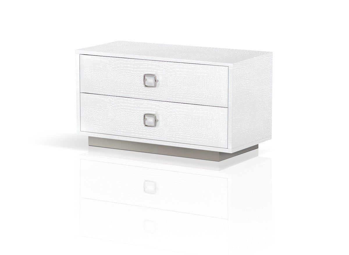 19" White Solid and Manufactured Wood Two Drawer Nightstand