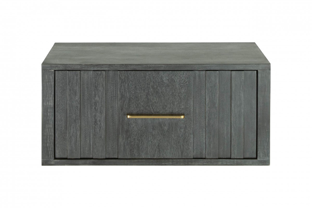 12" Gray Solid and Manufactured Wood One Drawer Nightstand