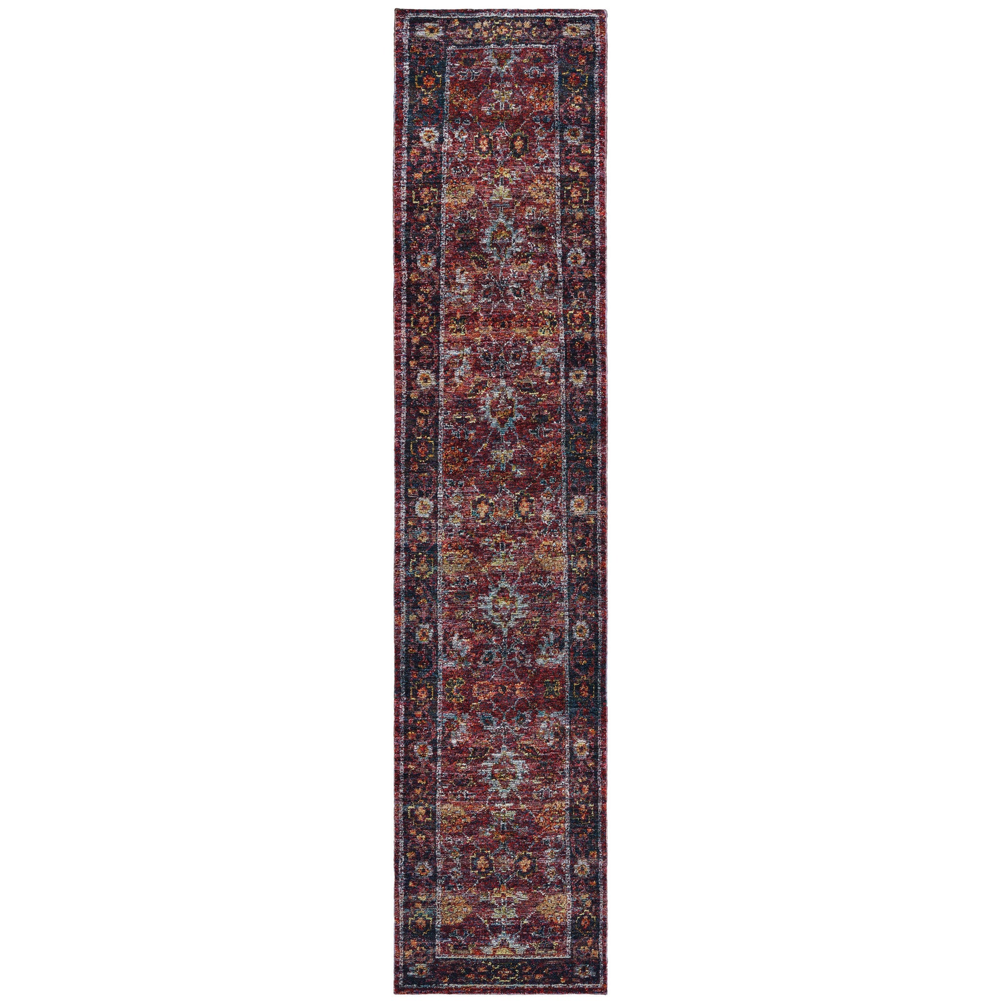 12' Red Purple And Gold Oriental Runner Rug