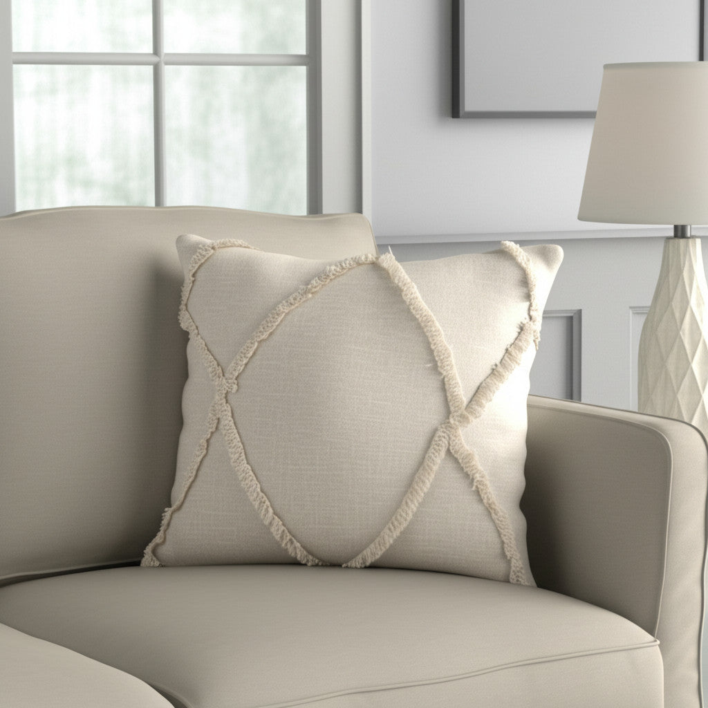 20" Ivory Cotton Throw Pillow